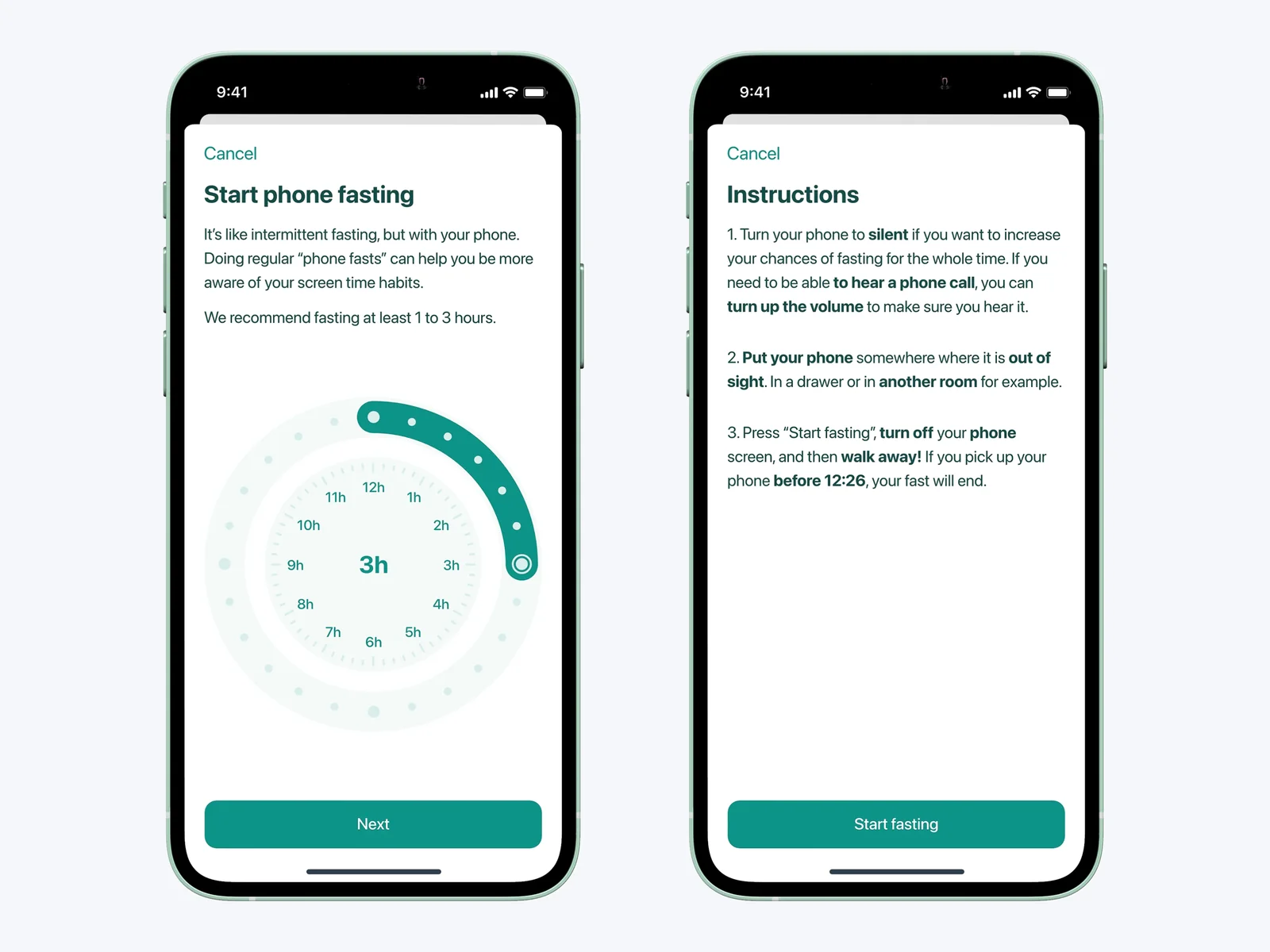 Phone fasting screen