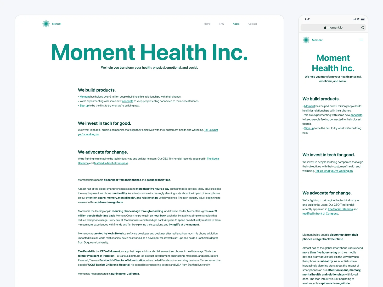 Marketing website about section